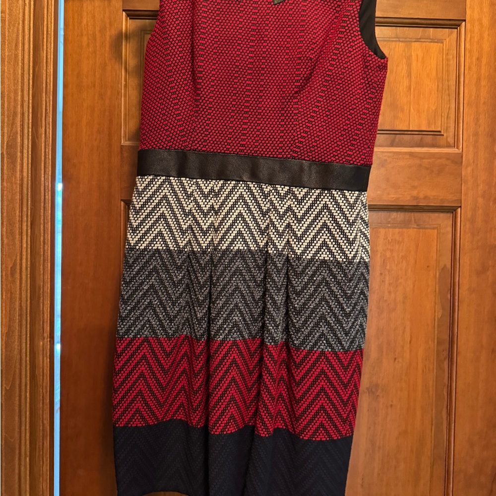 Muse Red and Black Chevron Midi Dress